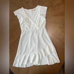 Altar’d State white flowy, ruffle mini dress women’s size Large